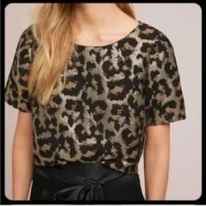 Anthropologie Hutch Brocade Metallic Leopard Size XS